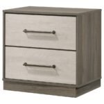 FENWICK 2-DRAWER NIGHTSTAND BEDSIDE TABLE GREY OAK - Image 4