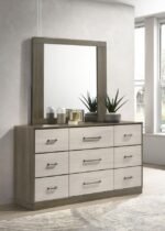 FENWICK 9-DRAWER DRESSER WITH MIRROR GREY OAK - Image 2