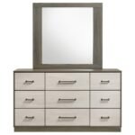 FENWICK 9-DRAWER DRESSER WITH MIRROR GREY OAK - Image 3
