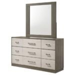 FENWICK 9-DRAWER DRESSER WITH MIRROR GREY OAK - Image 4