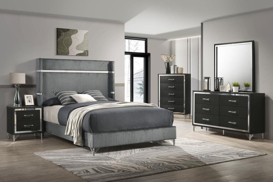 224991Q-S5_01x900.jpg LUCIA 5-PIECE QUEEN BEDROOM SET GREY AND BLACK - Image 1