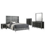 LUCIA 5-PIECE QUEEN BEDROOM SET GREY AND BLACK - Image 2