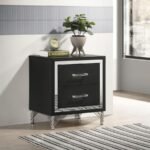 LUCIA 2-DRAWER NIGHTSTAND BEDSIDE TABLE BLACK - Image 2