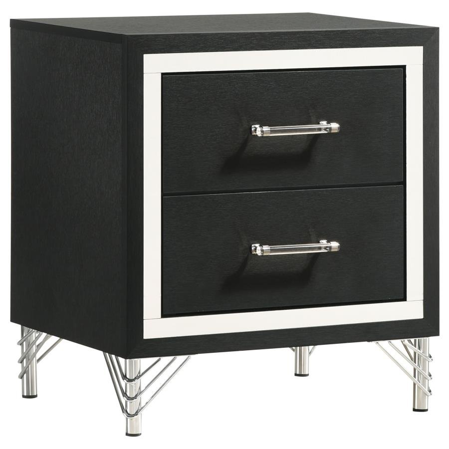 224992_02x900.jpg LUCIA 2-DRAWER NIGHTSTAND BEDSIDE TABLE BLACK - Image 1
