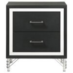 LUCIA 2-DRAWER NIGHTSTAND BEDSIDE TABLE BLACK - Image 3