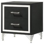 LUCIA 2-DRAWER NIGHTSTAND BEDSIDE TABLE BLACK - Image 4