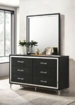 LUCIA 6-DRAWER DRESSER AND MIRROR BLACK - Image 2