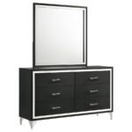 LUCIA 6-DRAWER DRESSER AND MIRROR BLACK
