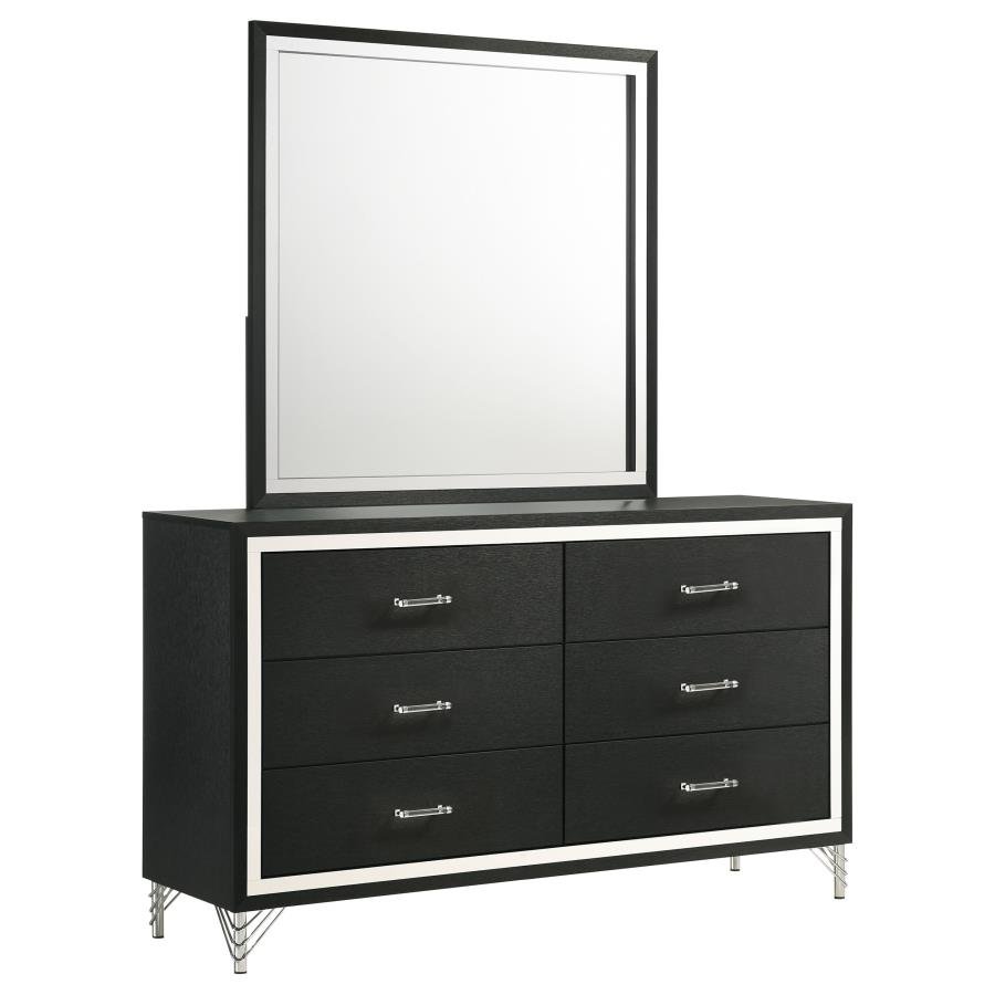 224993M_02x900.jpg LUCIA 6-DRAWER DRESSER AND MIRROR BLACK - Image 1