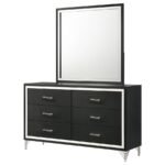 LUCIA 6-DRAWER DRESSER AND MIRROR BLACK - Image 4
