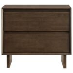 GLENWOOD 2-DRAWER NIGHTSTAND BEDSIDE TABLE WARM BROWN - Image 3