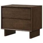 GLENWOOD 2-DRAWER NIGHTSTAND BEDSIDE TABLE WARM BROWN - Image 4