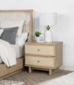 KAILANI 2-DRAWER NIGHTSTAND BEDSIDE TABLE BEIGE OAK - Image 2
