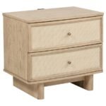 KAILANI 2-DRAWER NIGHTSTAND BEDSIDE TABLE BEIGE OAK