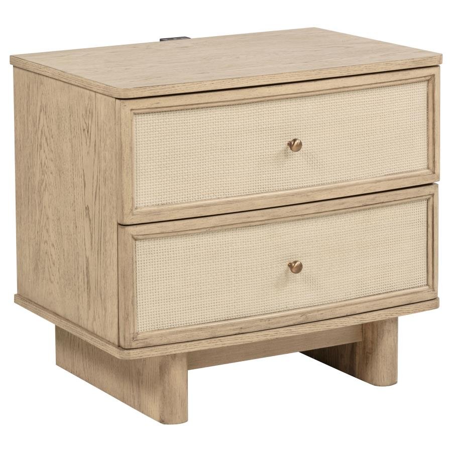 225042_02x900.jpg KAILANI 2-DRAWER NIGHTSTAND BEDSIDE TABLE BEIGE OAK - Image 1