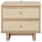 KAILANI 2-DRAWER NIGHTSTAND BEDSIDE TABLE BEIGE OAK - Image 3