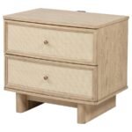 KAILANI 2-DRAWER NIGHTSTAND BEDSIDE TABLE BEIGE OAK - Image 4