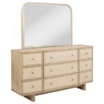 KAILANI 9-DRAWER DRESSER AND MIRROR BEIGE OAK