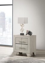 TRENTON 2-DRAWER NIGHTSTAND BEDSIDE TABLE RUSTIC CREAM - Image 2