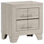 TRENTON 2-DRAWER NIGHTSTAND BEDSIDE TABLE RUSTIC CREAM