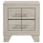 TRENTON 2-DRAWER NIGHTSTAND BEDSIDE TABLE RUSTIC CREAM - Image 3