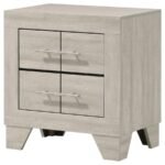 TRENTON 2-DRAWER NIGHTSTAND BEDSIDE TABLE RUSTIC CREAM - Image 4