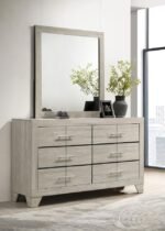 TRENTON 6-DRAWER BEDROOM DRESSER WITH MIRROR RUSTIC CREAM - Image 2