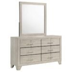 TRENTON 6-DRAWER BEDROOM DRESSER WITH MIRROR RUSTIC CREAM