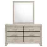 TRENTON 6-DRAWER BEDROOM DRESSER WITH MIRROR RUSTIC CREAM - Image 3