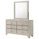 TRENTON 6-DRAWER BEDROOM DRESSER WITH MIRROR RUSTIC CREAM - Image 4