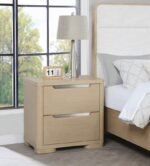 LADERA 2-DRAWER NIGHTSTAND BEDSIDE TABLE LIGHT ELM - Image 2