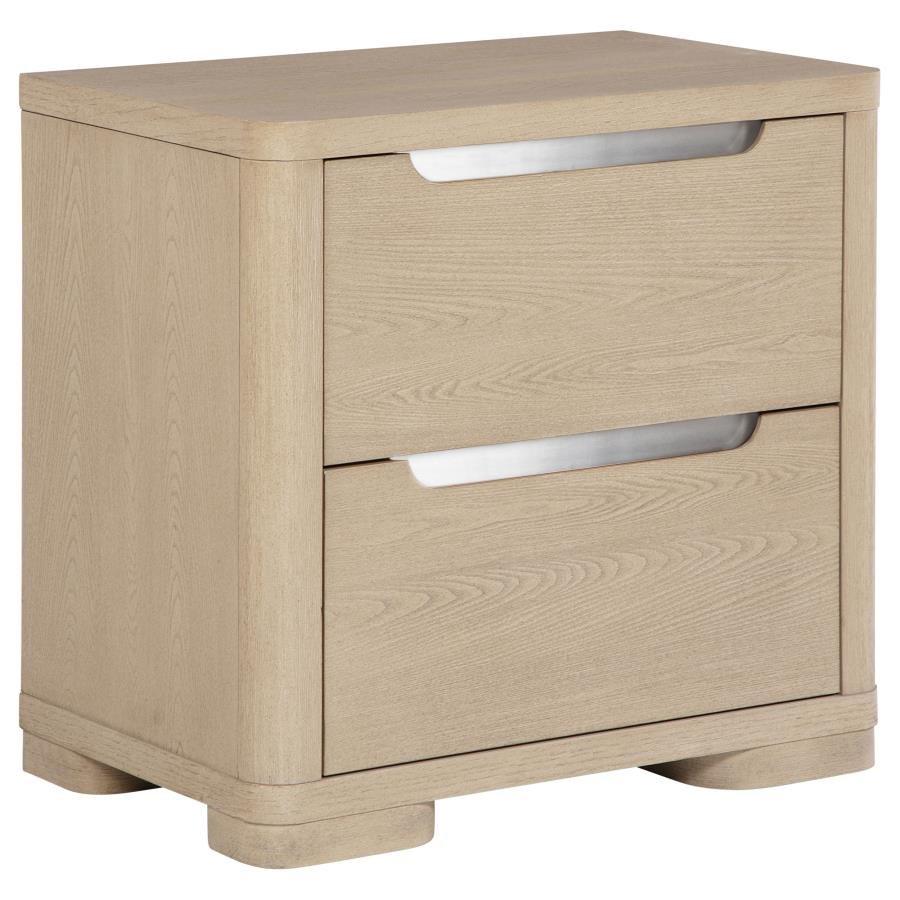 225082_02x900.jpg LADERA 2-DRAWER NIGHTSTAND BEDSIDE TABLE LIGHT ELM - Image 1