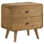 ROBYN 2-DRAWER NIGHTSTAND BEDSIDE TABLE LIGHT ASH