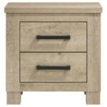 OAKGLEN 2-DRAWER NIGHTSTAND BEDSIDE TABLE WEATHERED OAK - Image 3