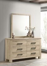 OAKGLEN 6-DRAWER BEDROOM DRESSER AND MIRROR WEATHERED OAK - Image 2