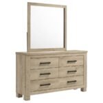 OAKGLEN 6-DRAWER BEDROOM DRESSER AND MIRROR WEATHERED OAK
