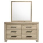 OAKGLEN 6-DRAWER BEDROOM DRESSER AND MIRROR WEATHERED OAK - Image 3