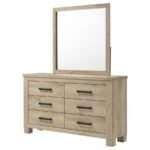 OAKGLEN 6-DRAWER BEDROOM DRESSER AND MIRROR WEATHERED OAK - Image 4