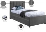 Harper Linen Textured Fabric Upholstered Trundle Bed - Image 10