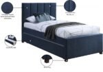 Harper Linen Textured Fabric Upholstered Trundle Bed - Image 10
