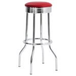 RETRO UPHOLSTERED METAL SWIVEL BAR STOOL RED (SET OF 2) - Image 3