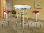 RETRO UPHOLSTERED METAL SWIVEL BAR STOOL RED (SET OF 2) - Image 6