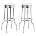 RETRO UPHOLSTERED METAL SWIVEL BAR STOOL WHITE (SET OF 2)