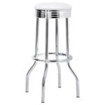 RETRO UPHOLSTERED METAL SWIVEL BAR STOOL WHITE (SET OF 2) - Image 3
