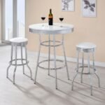 RETRO UPHOLSTERED METAL SWIVEL BAR STOOL WHITE (SET OF 2) - Image 6