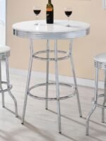 RETRO ROUND 30-INCH 1950'S BISTRO PUB HEIGHT BAR TABLE WHITE - Image 2