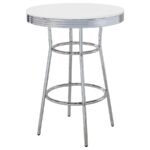 RETRO ROUND 30-INCH 1950'S BISTRO PUB HEIGHT BAR TABLE WHITE