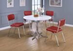 RETRO 5-PIECE ROUND DINING TABLE SET WHITE AND RED