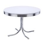 RETRO 5-PIECE ROUND DINING TABLE SET WHITE AND RED - Image 3