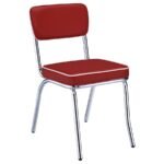 RETRO 5-PIECE ROUND DINING TABLE SET WHITE AND RED - Image 4